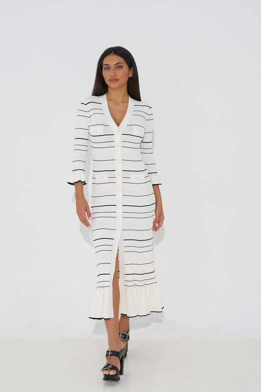 Aurora striped midi dress
