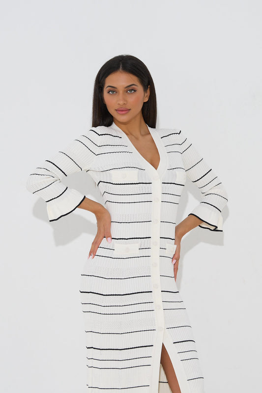 Aurora striped midi dress