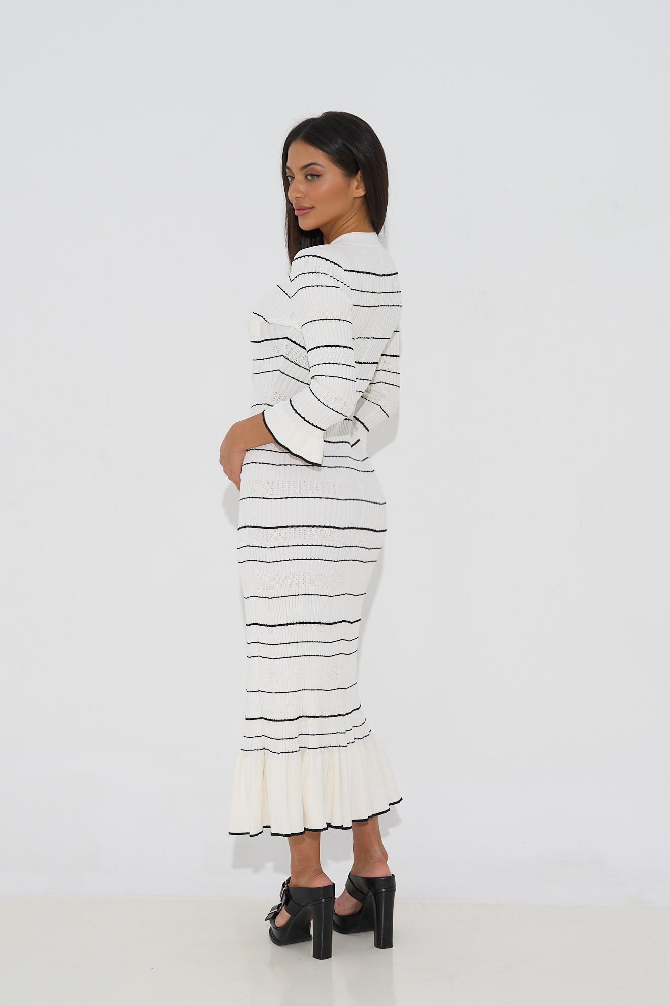 Aurora striped midi dress