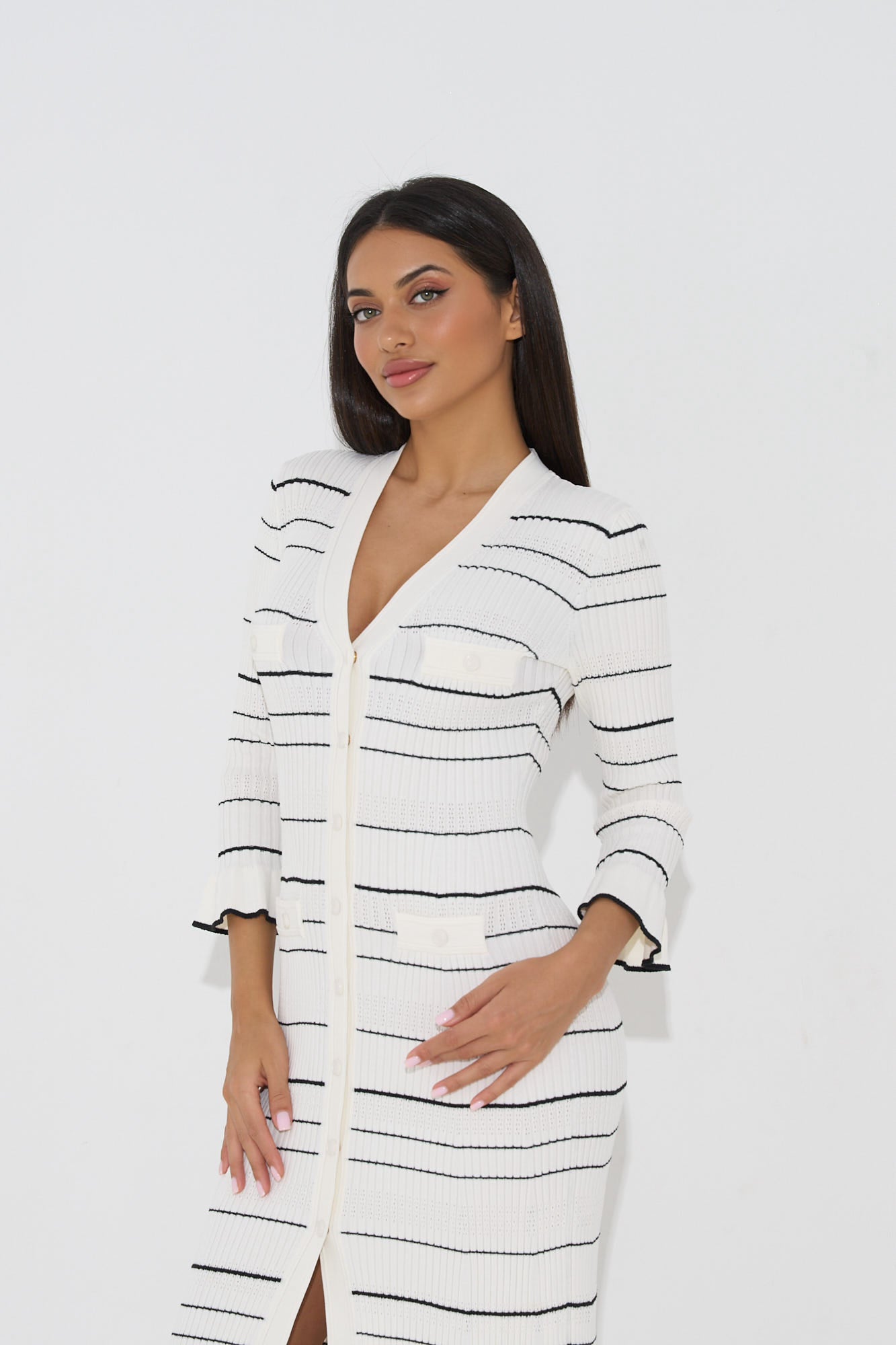 Aurora striped midi dress